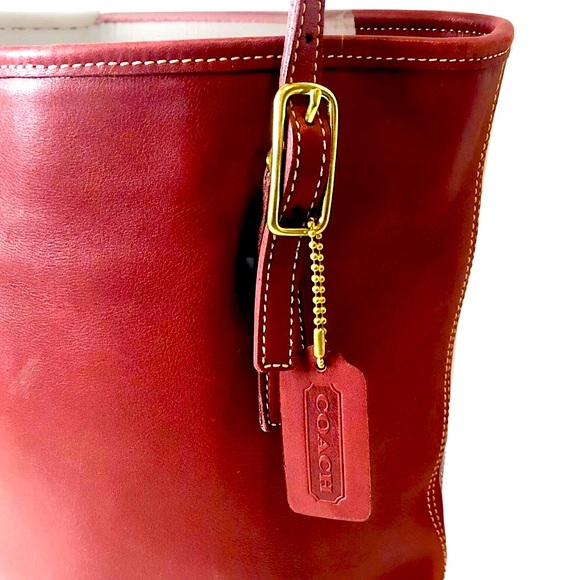 COACH Vintage Red Leather Tote Legacy Day Bag 9803 - Picture 2 of 16